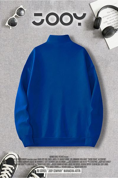 Jooy Company Суитшърт с половин цип и яка стойка Saxe Blue