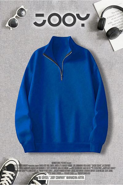 Jooy Company Суитшърт с половин цип и яка стойка Saxe Blue