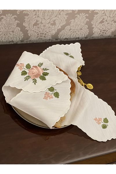 QBR Home Colorful Rose Embroidered Bread Cover
