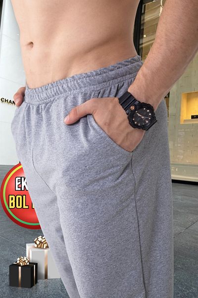 BSBSPOR Ανδρικά Γυναικεία Φούτερ Sports Jogger Γκρι Μαύρο Ultra Loose