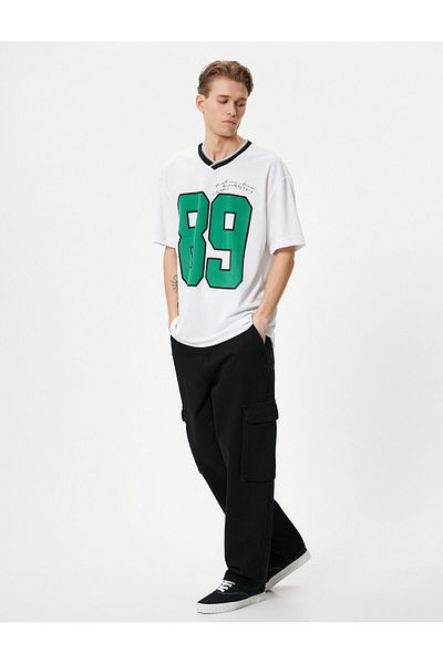 Koton College Printed - Μπλουζάκι με σλόγκαν V-Neck Oversize