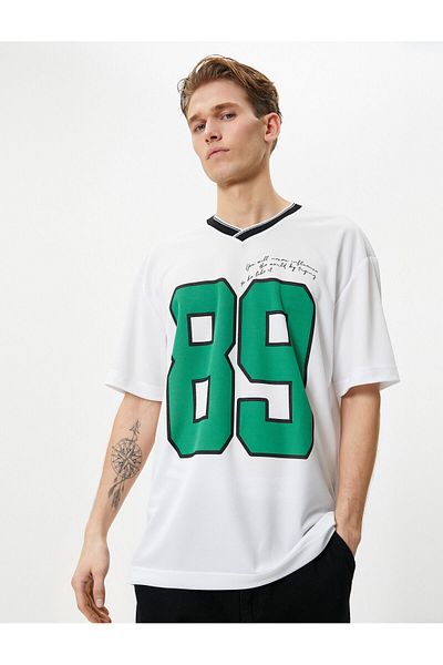 Koton College Printed - Μπλουζάκι με σλόγκαν V-Neck Oversize