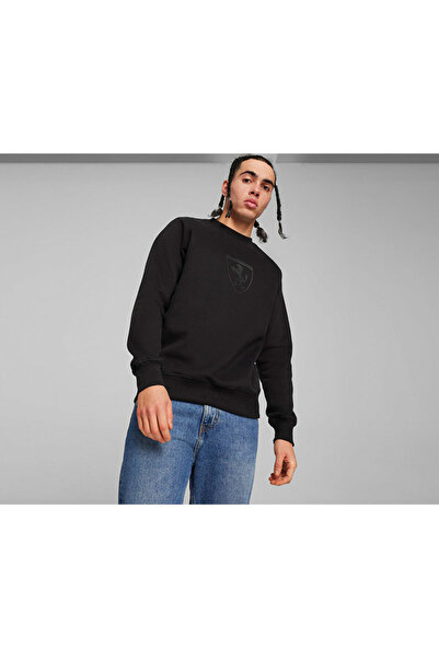 Puma Ferrari Race Big Shield Crew Erkek Günlük Sweatshirt 62380201 Siyah