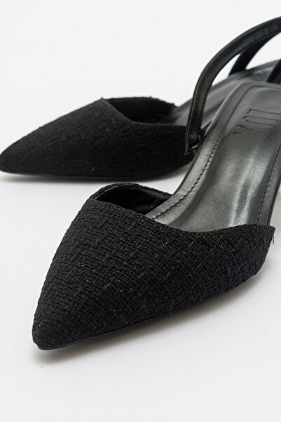 LuviShoes OVER Černé dámské boty s tvídovou špičatou špičkou na krátkém podpatku