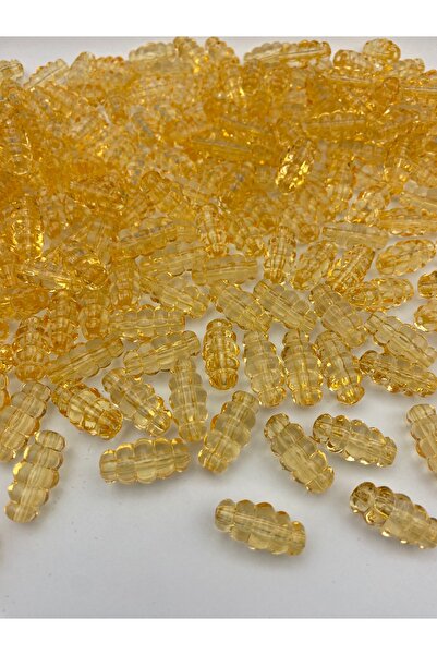 Hedef Bijuteri 100 جرام معكرونة بلون الخردل - خرز أكريليك ملتوي، خلية، صناعة ...