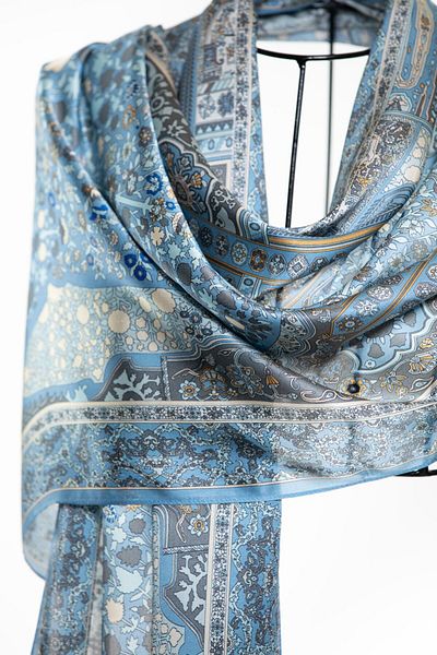 CASHMERE AND SİLK MAWLANA 53x170 Silk Shawl - 100% Silk