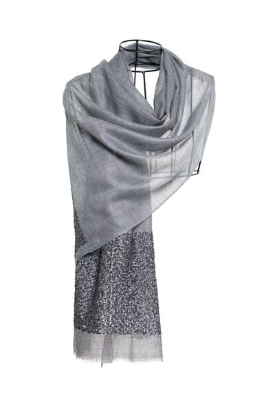 CASHMERE AND SİLK MAWLANA Kaşmir Ipek Payetli Dantel Şal