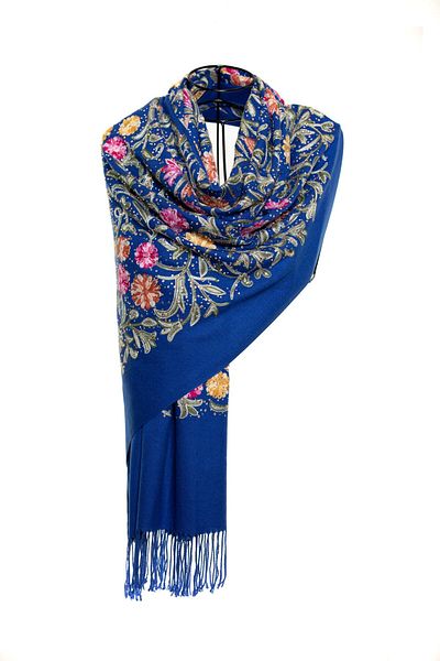 CASHMERE AND SİLK MAWLANA Şal din piatră brodat din caşmir modal