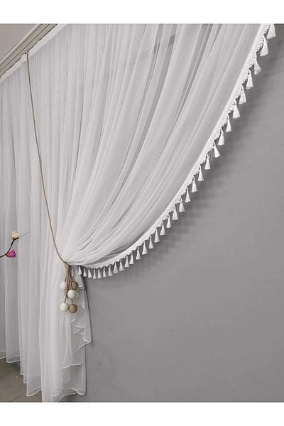 NP Narin Home Hidden Double Breasted Greek Tulle (1/3) Tight Pleat All Room Suitable Skirt Leaded Tulle Curtain,