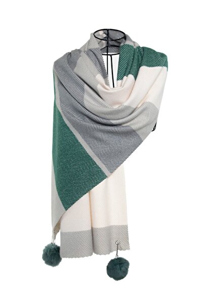 CASHMERE AND SİLK MAWLANA Şal de blană de culoare caşmir modal cu bile