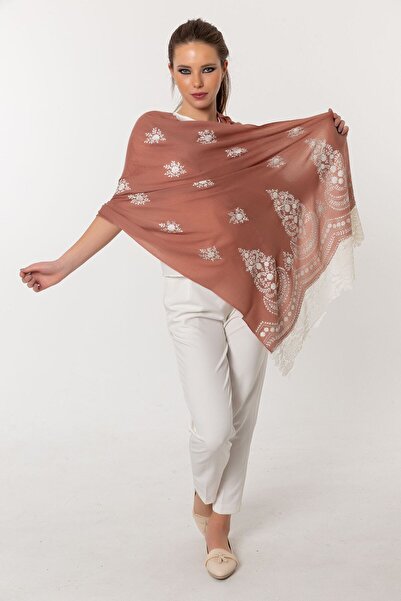 CASHMERE AND SİLK MAWLANA Şal brodat din dantelă