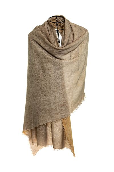 CASHMERE AND SİLK MAWLANA B,b Cashmere Double Color Knitted Shawl