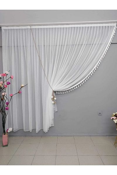 NP Narin Home Hidden Double Breasted Greek Tulle (1/3) Tight Pleat All Room Suitable Skirt Leaded Tulle Curtain,