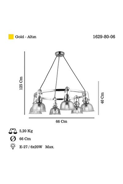 LUCEA Lumo 6 Lı Altın Yuv Avize 6xe27