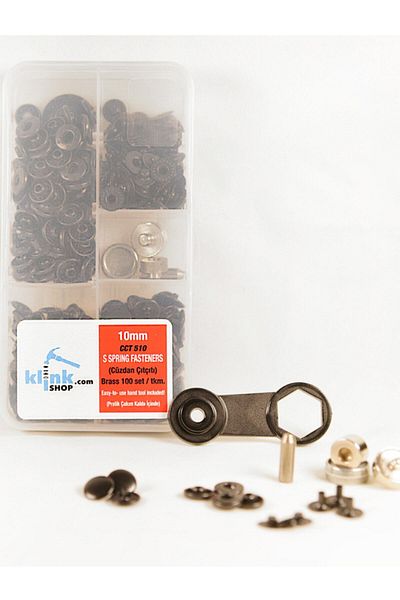Klinkshop 10 Mm Snap Hammer Application Apparatus and Antique Yellow 100 Pieces Snap Kit - Stainless Brass Snap