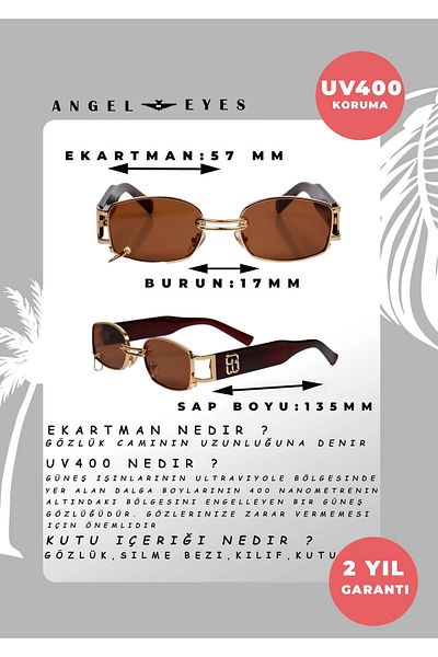 Angel Eyes Rectangular Brown Ring Unisex Sunglasses Yw8032lh-b