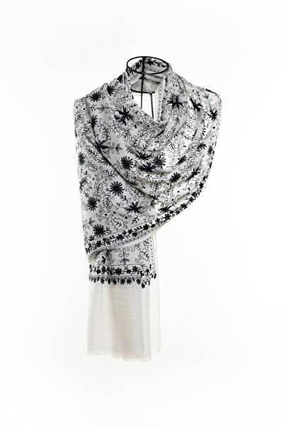 CASHMERE AND SİLK MAWLANA Şal din piatră brodat din mătase de caşmir