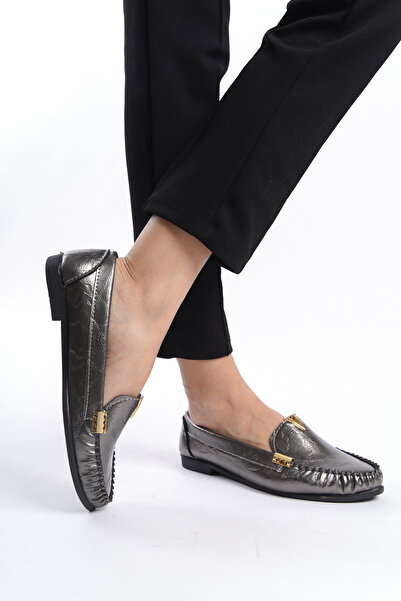 en7 Gray Women's Daily Comfortable Buckle Casual Classic Shoes Ballerinas LRS01