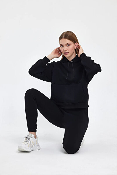 han elegant Χειμερινή τσέπη καγκουρό με 2 σχοινί, εσωτερική τσέπη καγκουρό και φούτερ με κουκούλα