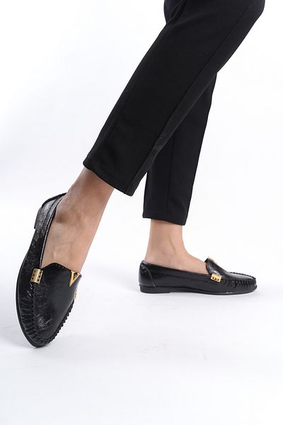 eformoda by emre yılmaz Pantofi clasici ocazional cu cataramă de zi cu zi pentru femei negre Balerini LRS01