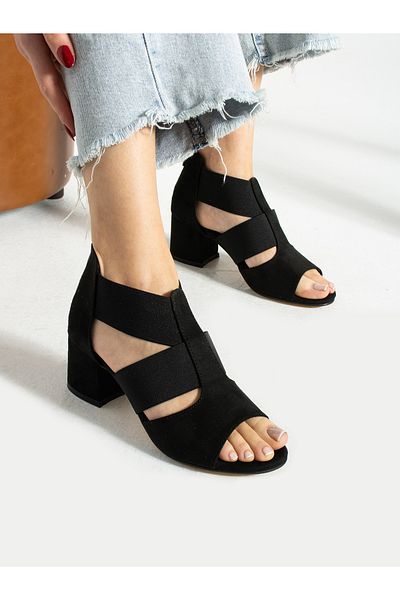 Alemdar Shoes Pantofi de damă cu toc din piele intoarsa neagra FANCY