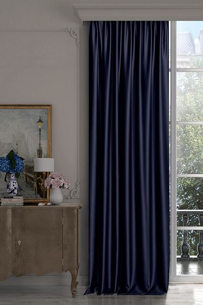 De'Vor Blackout Blackout Background Curtain, Extra-forced Pleatless Planting Dark Blue Background