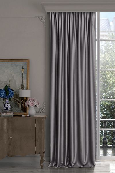 De'Vor Blackout Blackout Background Curtain, Extra-forced Pleatless Planting Light Gray Background