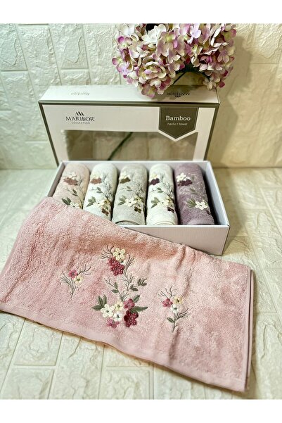 MARİBOR HOME Adela- 3d Nakışlı Bambu Havlu 6 Ad. (50X90)