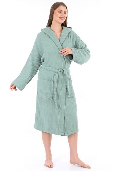 destinyhometex Unisex μπουρνούζι με κουκούλα 100% οργανικό βαμβάκι Premium Multi Muslin Ultra Soft
