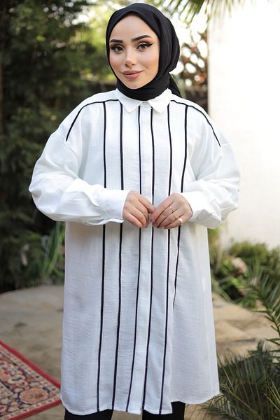 benguen 2039 Striped Shirt Ecru