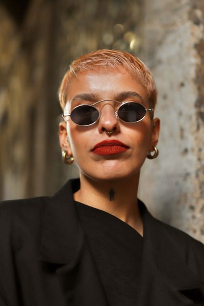 TomyHelf Women's Sunglasses Minimalist Gold Frame Black Glass