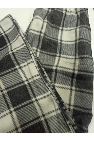 BAHHAR Men's Gray Pocketed Straight Leg Plaid Pajama Bottoms