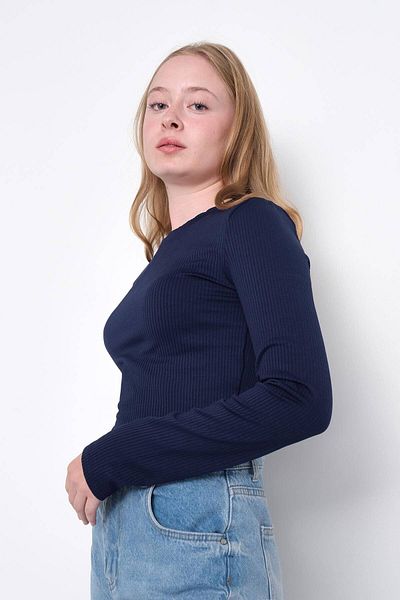 Addax Crew Neck Ribbed Blouse B1138-DK11