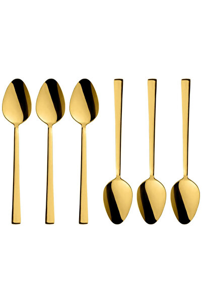 ZUZU MADE 6 Kişilik 12 Parça Lüks Parlak Gold Tatlı Kaşığı ve Tatlı Çatalı Seti 18/10 304 Paslanmaz Çelik Tatlı Kaşık Çatal