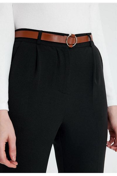 ribana Narrow-leg pleated belted seasonal fabric women's trousers