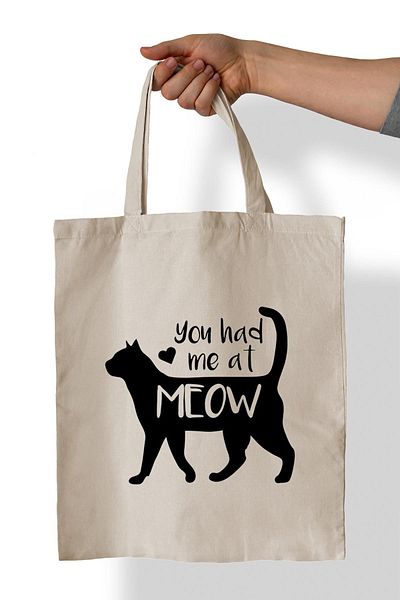 remonz Meow Printed 100% Bumbac 35x38 cm Geantă Pânză
