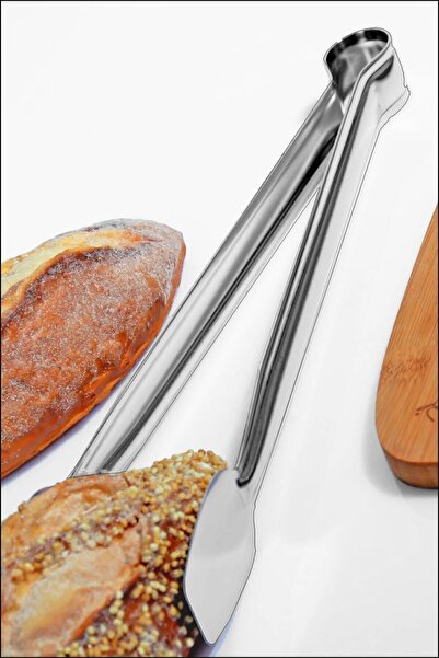 ZUZU MADE 26 Cm Paslanmaz Çelik Izgara Maşası Kızartma ve Servis Maşası Barbekü Maşası Mangal Maşası