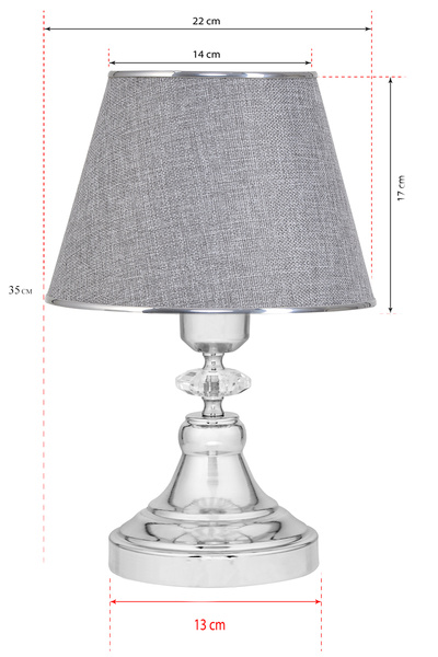 EvLight 2'Li Kumaş Başlıklı Kristal Ayaklı Abajur GRİ