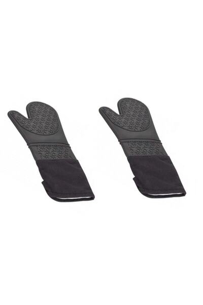 ZUZU MADE 2 Adet Gri Silikon Yanmaz Yapışmaz Isı Yalıtımlı Mutfak Fırın Eldiv...