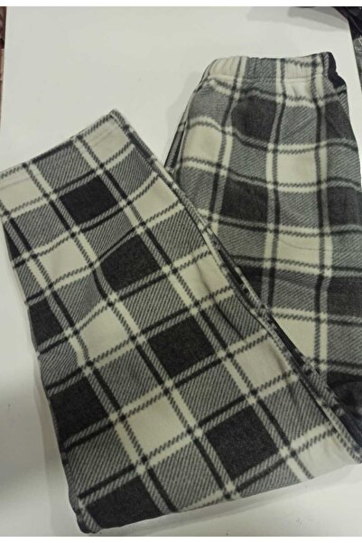 BAHHAR Men's Gray Pocketed Straight Leg Plaid Pajama Bottoms