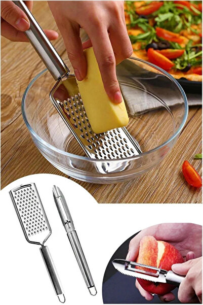 ZUZU MADE Paslanmaz Çelik El Rendesi Ve Yan Soyacak Oyacak Seti