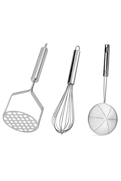 ZUZU MADE Paslanmaz Çelik Kızartma Yağ Kevgiri - 26 Cm Patates Ezici - Yumurt...