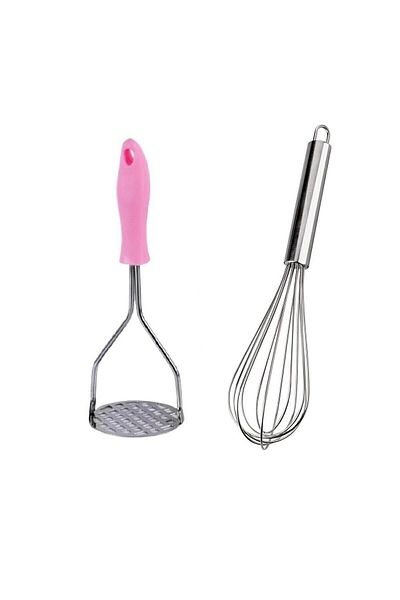 UNDERGROUND TRADE Egg Beater And Metal Potato Masher With Colored Handle