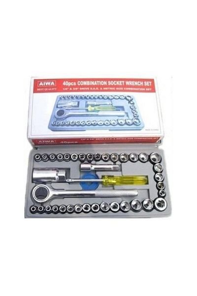 Aiwa Socket Set with Ratchet 40 Pieces 1/4x3/8
