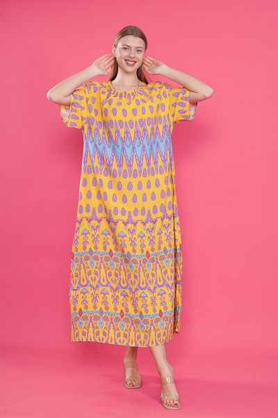 mervemoda COPY - Γυναικείο κοντομάνικο υφαντό φόρεμα