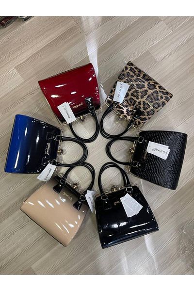 Pandora Bags Geantă și portofel din piele neagră cu imprimeu crocodil