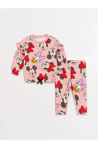 LC Waikiki LCW baby Bisiklet Yaka Mickey Mouse Baskılı Kız Bebek Sweatshirt v...