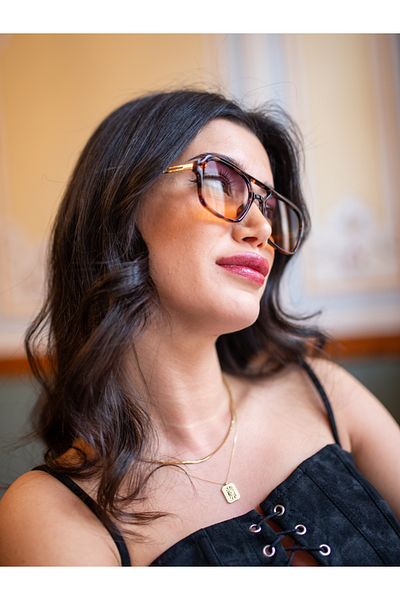 TomyHelf Rectangle Design Leopard Frame Black Gradient Glass Women's Sunglasses