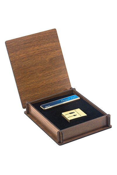 Yaprak Hediyelik Ahşap Kutulu Kişiye Özel Isimli Şarjlı Çakmak