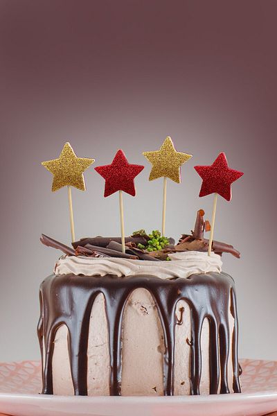 Artikel Gold-red Double Sided Star Glitter Eva Toothpick Cupcake Toppers Cupcake Stick 12 Pieces